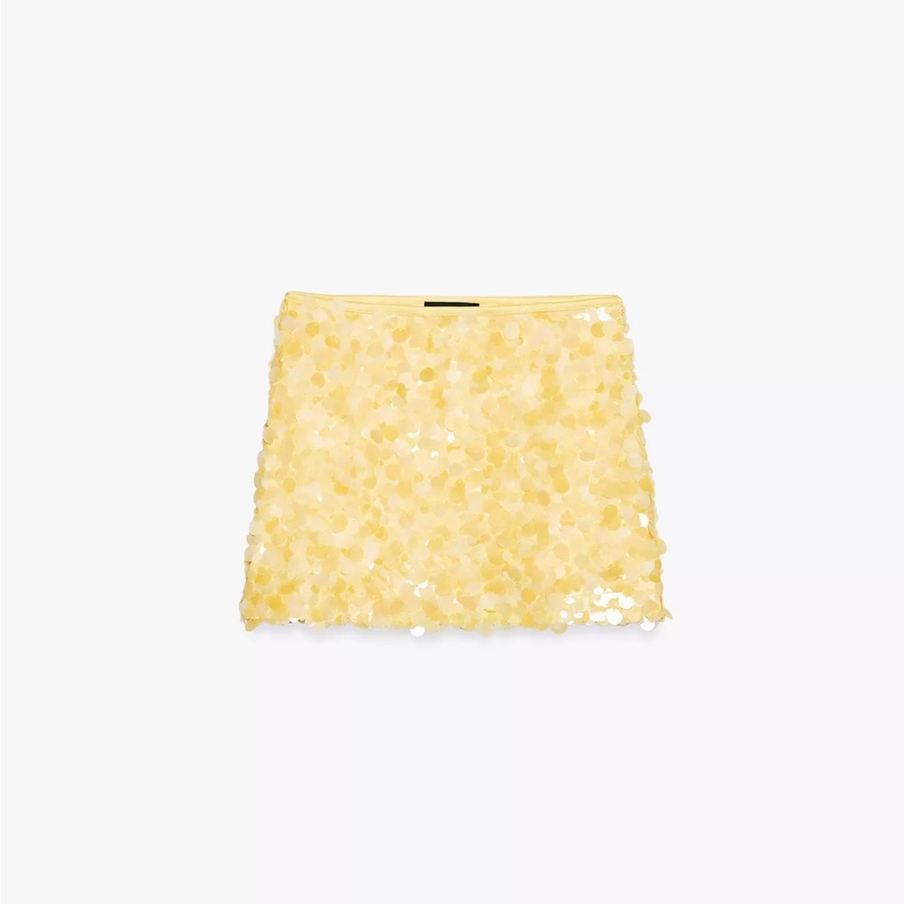Zara Yellow Sequin Mini Skirt